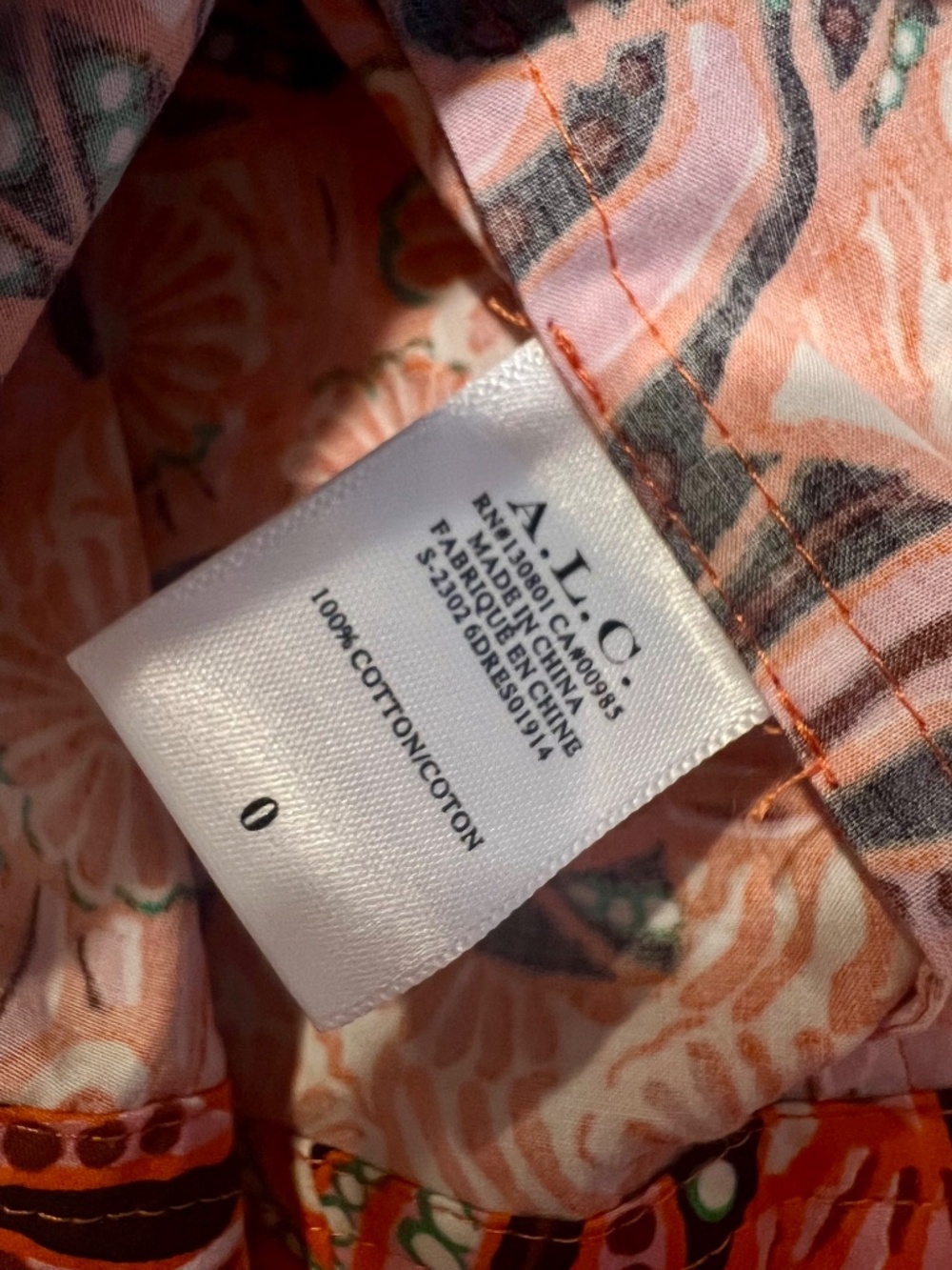 NWT A.L.C. Alice Mini Dress in Orange/Rose Multicolor: Size 0 - Picture 7 of 7